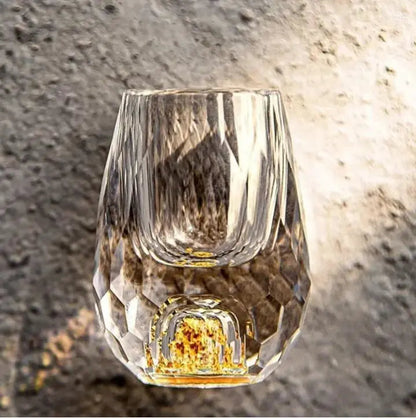 Set of six Mivoza crystal shot glasses with elegant cut glass design, perfect for premium home bar and drinkware collection.