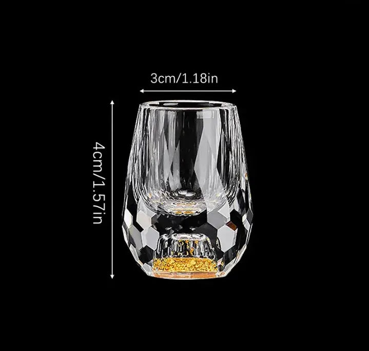 Six crystal shot glasses by Mivoza with elegant cut glass design, perfect for stylish home bar or drinkware collection.