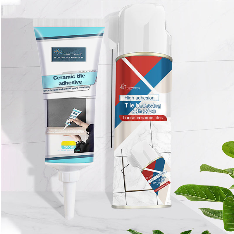 Belro strong adhesive for loose tiles, showing a tube of tile adhesive with application tip, used for repairing and securing tiles.