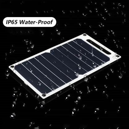 Belro waterproof solar panel with portable USB battery for electronics charging, outdoor power solution