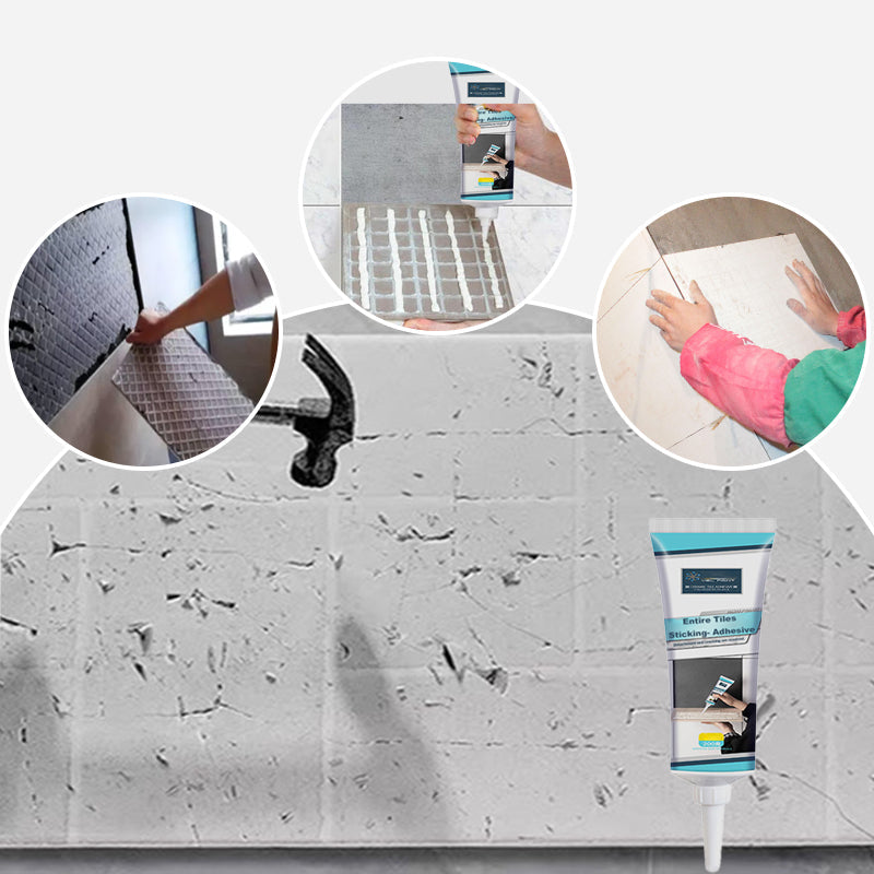 Belro strong adhesive for loose tiles, showing a tube of tile adhesive with application tips for secure bonding.