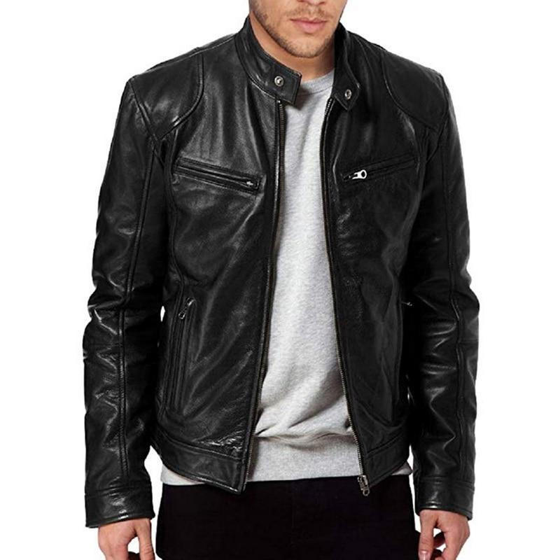 Belro leather biker collar jacket for motorcycles, featuring a classic black design with silver hardware and a structured fit.