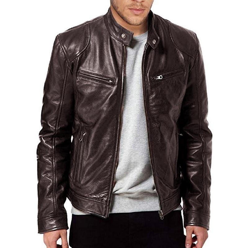 Belro leather biker collar jacket for motorcycles, featuring a rugged design and classic style, displayed on a mannequin.