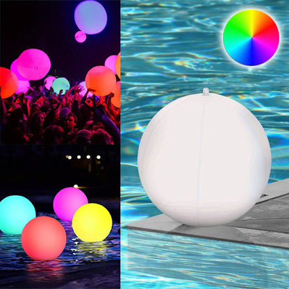 Belro inflatable waterproof pool lamp illuminating a backyard pool, perfect for outdoor home and garden lighting.