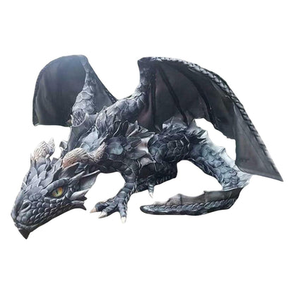Belro Crouching Dragon Guardian Statue, Gothic outdoor sculpture for garden or yard decoration featuring intricate dragon design.