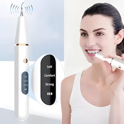 Belro ultrasonic scaler for dental cleaning, with sleek electronic design and handheld tip visible in the image.