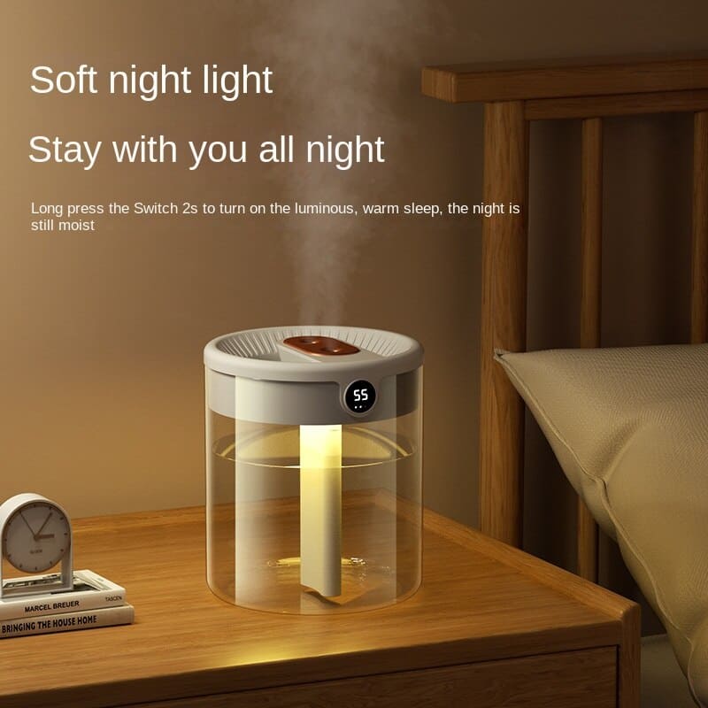 Belro 2L air humidifier with white plastic body and adjustable mist output for home comfort.