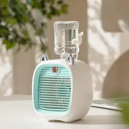 Belro USB portable air conditioner fan for home and outdoor use, compact and lightweight cooling device in black.