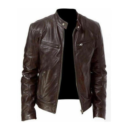 Belro leather biker collar jacket for motorcycles, featuring classic design and durable leather material.