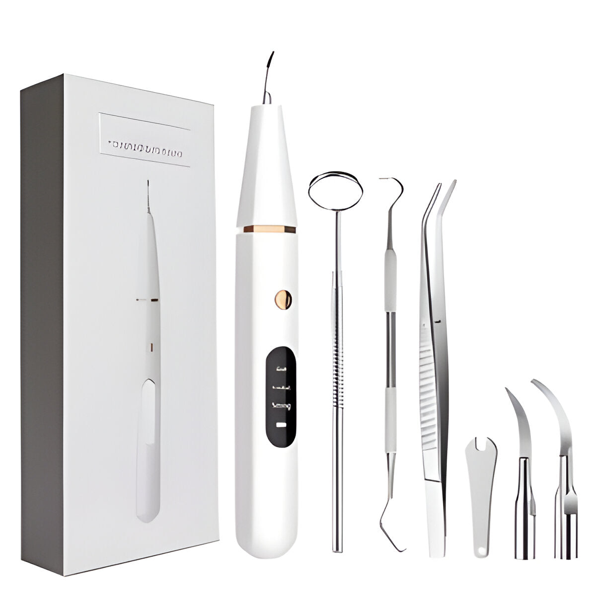 Belro ultrasonic scaler for dental cleaning, showing the sleek electronic device with control buttons and a handpiece attached.