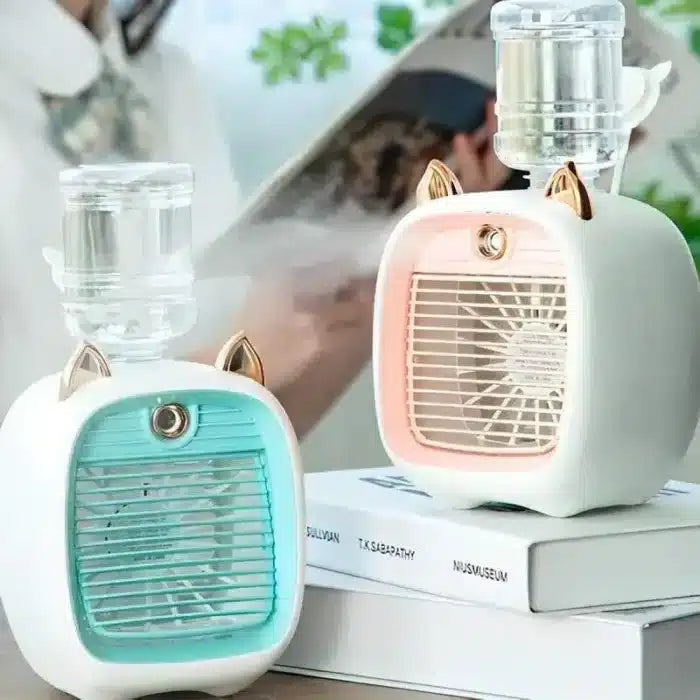 Belro USB portable air conditioner fan for outdoor use, compact and lightweight for cooling and air circulation in home and garden.