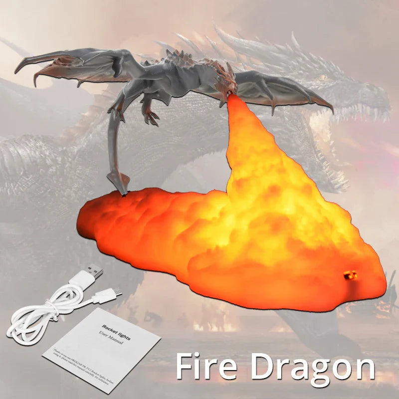 Belro fire-breathing dragon lamp illuminates as a unique night light with a detailed dragon design for cozy ambiance.