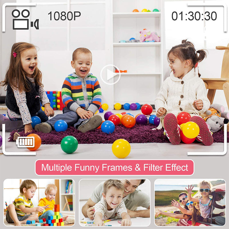 Belro digital camera for kids, colorful electronic toy with buttons and lens, designed for young children to explore photography.