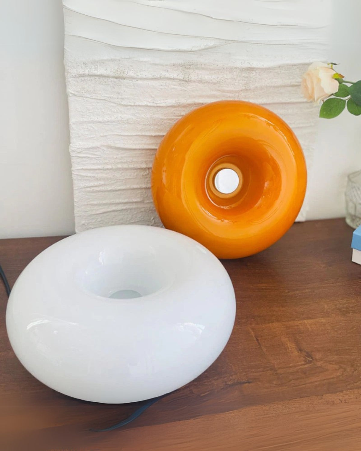 Round donut-shaped table lamp by Mivoza with soft LED light, 30cm decorative home lighting for modern interior decor.