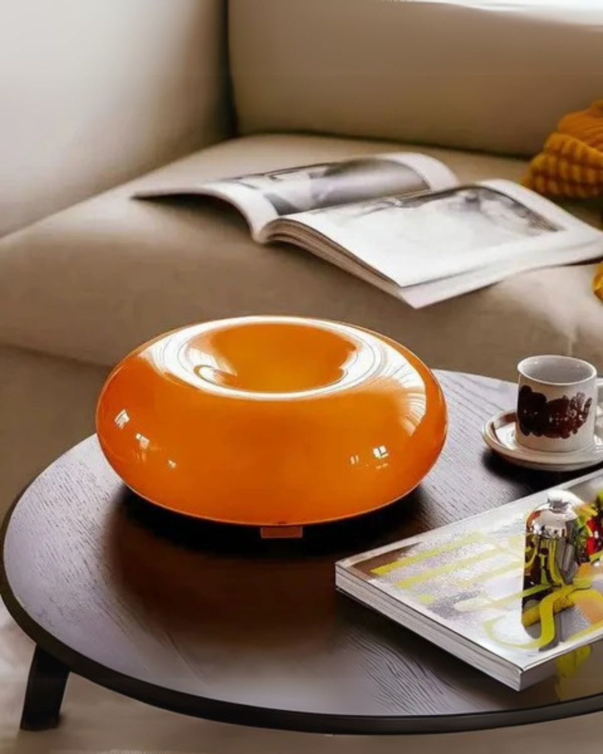 Round donut-shaped table lamp by Mivoza with soft LED light, 30cm decorative home lighting for living spaces.