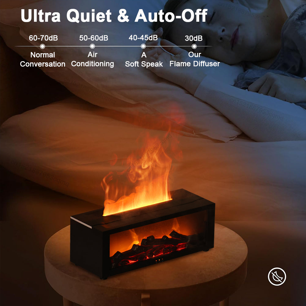 Belro Flame Diffuser Humidifier emitting a warm mist, designed for health and beauty fragrance relaxation.