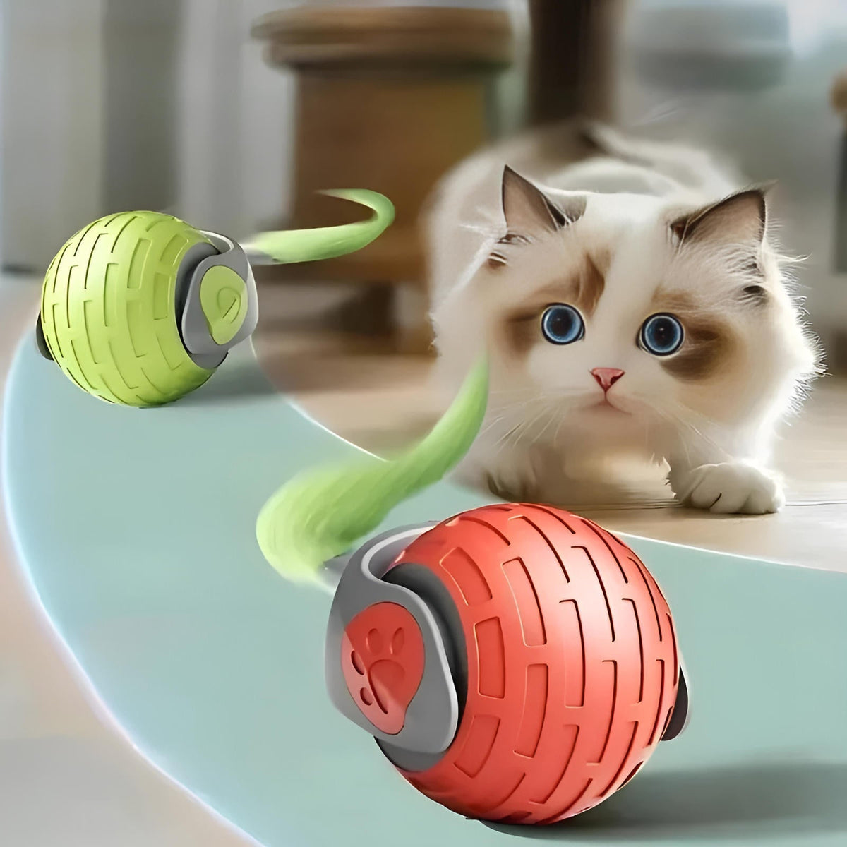 Belro moving cat toy with colorful feathers and spinning parts, designed to entertain and engage cats during playtime.