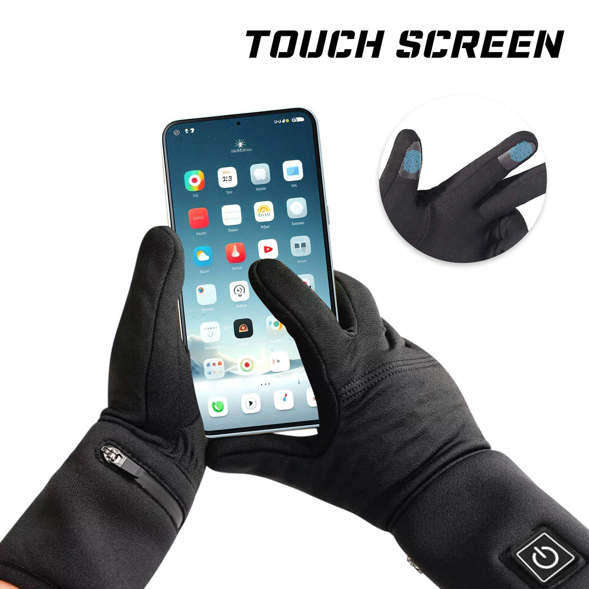 Belro thin heated glove liners designed as thermal accessories, showing close-up of lightweight, insulated gloves for cold weather use.