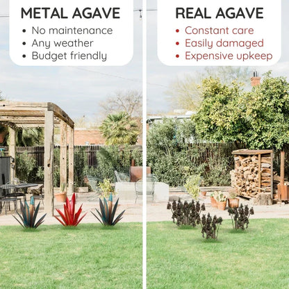 Large metal Agave Americana decorative plant from Belro, ideal for home and garden decor, featuring detailed metal craftsmanship.