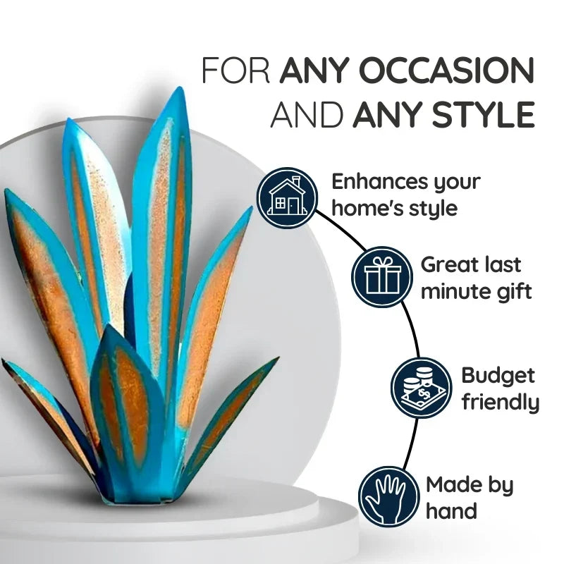 Large Belro Agave Americana metal decorative plant for home and garden decor, featuring detailed, artistic metal craftsmanship.