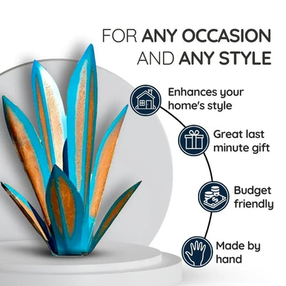 Large Belro Agave Americana metal decorative plant for home and garden decor, featuring detailed, artistic metal craftsmanship.
