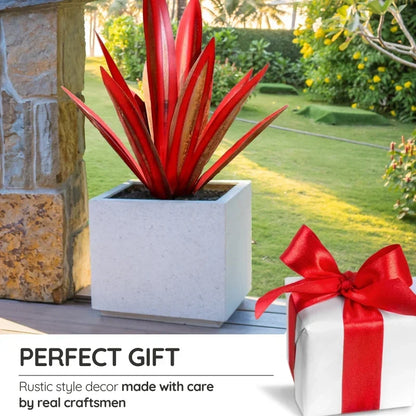 Large metal Agave Americana decorative plant by Belro, ideal for home and garden decor, with detailed silver-tone metal leaves.