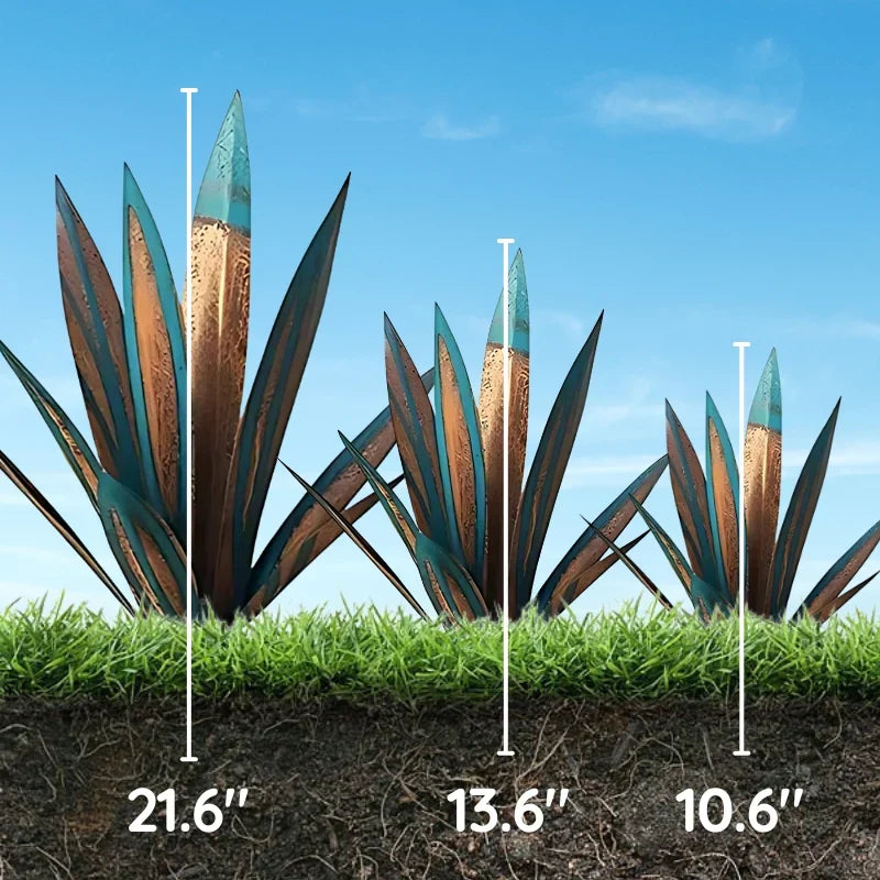 Large metal Agave Americana decorative plant by Belro, ideal for home and garden decor, with detailed silver-toned leaves.