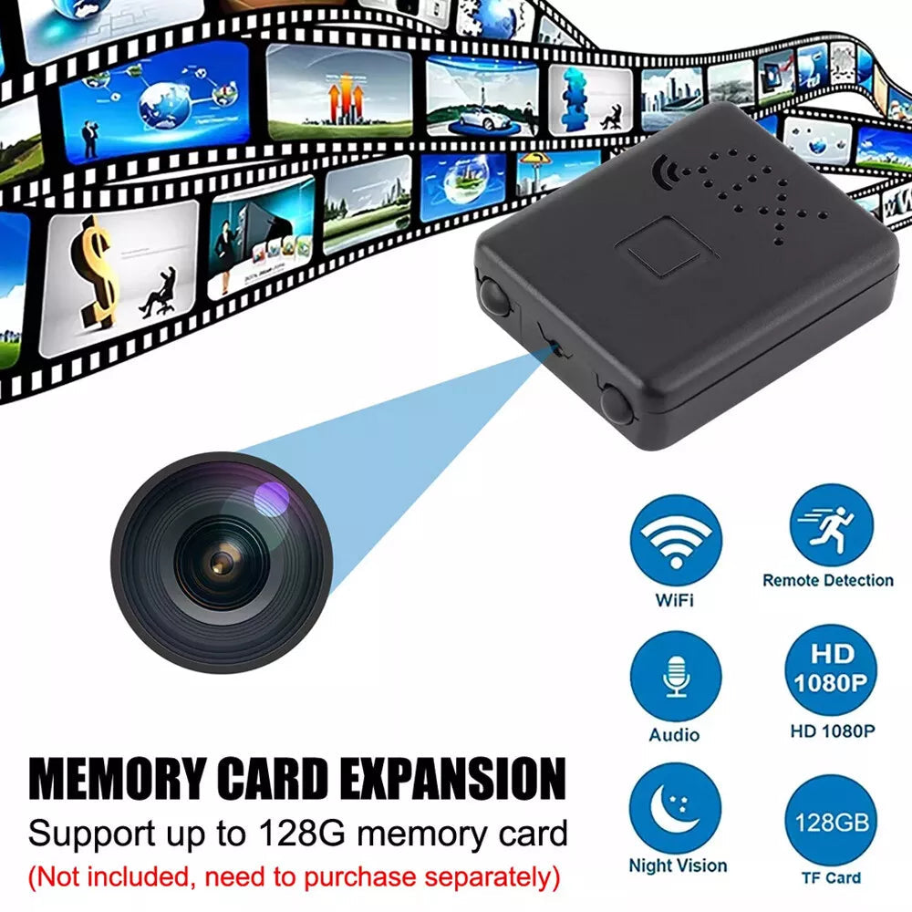 Belro Micro HD WiFi video camera with audio, PIR motion detection, compact design, suitable for security and surveillance.