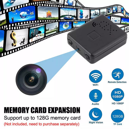 Belro Micro HD WiFi video camera with audio, PIR motion detection, compact design, suitable for security and surveillance.