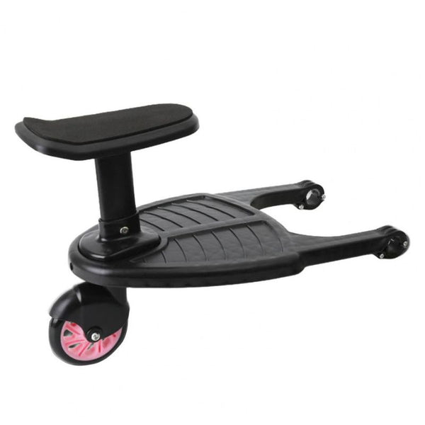Belro Universal Stroller Board attached to a stroller, designed for sports and outdoors use, providing extra riding support for children.