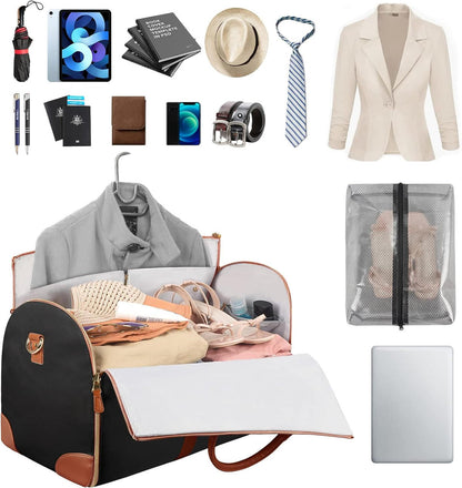 Belro travel bag for women and men, durable luggage with multiple compartments, shown in black with adjustable straps.