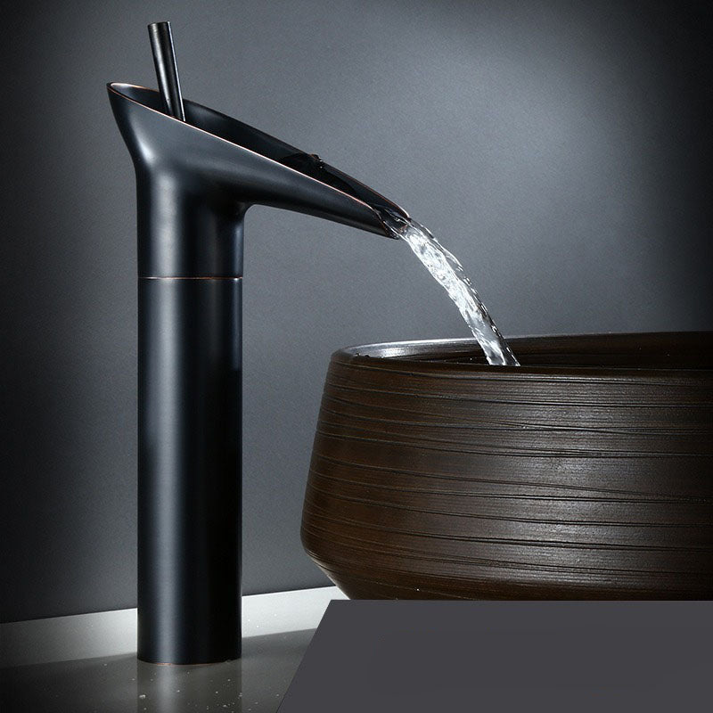 Belro Waterfall Antique Faucet showing smooth, curved spout and vintage bronze finish on a tools and hardware product image.