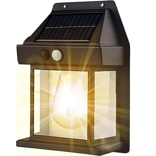 Belro outdoor solar LED lights with motion sensor illuminating a garden pathway at dusk