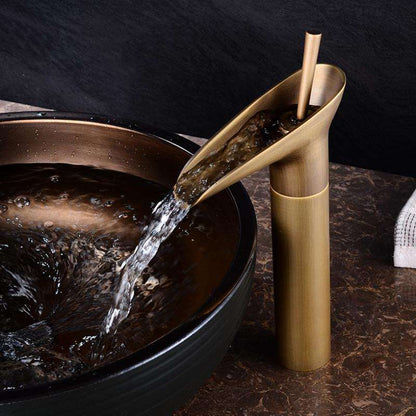 Belro Waterfall Antique Faucet with vintage bronze finish, showcasing elegant hardware design for bathroom or kitchen use