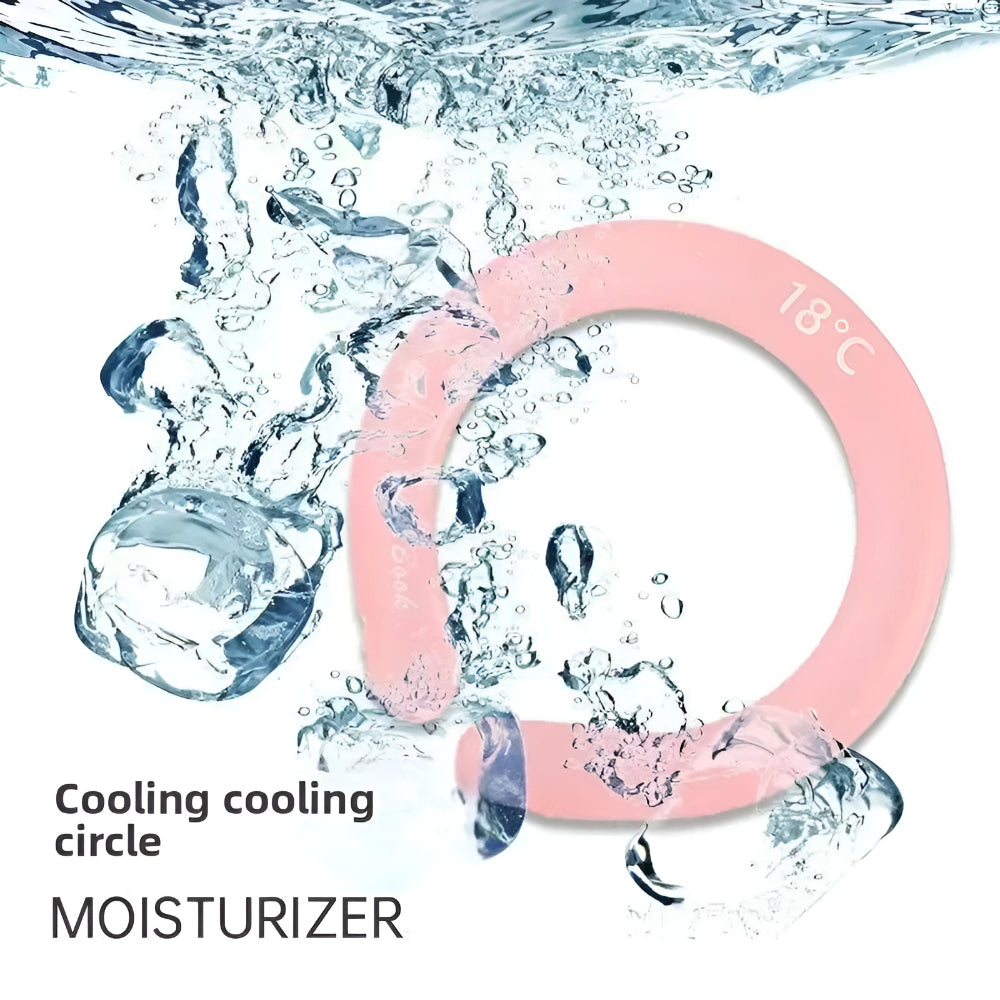 DecorsDeluxe wearable neck cooling ring, a personal cooling device designed for summer heat relief, worn around the neck for cooling comfort.