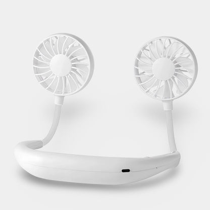 DecorsDeluxe portable neck fan, hands-free rechargeable cooler device worn around the neck for personal cooling at home or outdoors.