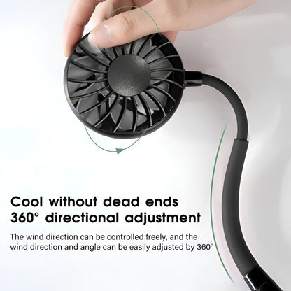 DecorsDeluxe portable neck fan, hands-free rechargeable cooler fan worn around the neck for personal cooling at home or outdoors.