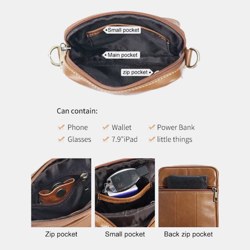 Leather small shoulder bag for men by Belro, stylish messenger bag with adjustable strap and compact design.