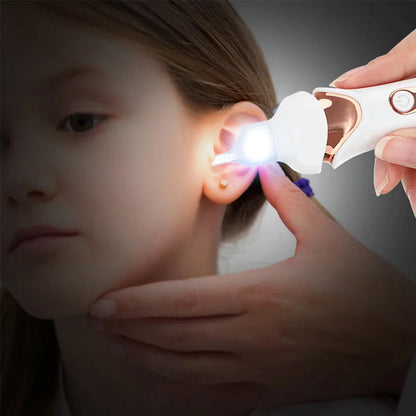 Belro 5-in-1 electric earwax remover with various attachments, shown with ergonomic handle and cleaning heads for safe ear cleaning.