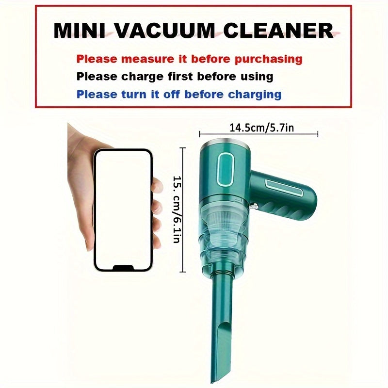Belro portable USB rechargeable vacuum cleaner for car and home, compact handheld device with dust container.