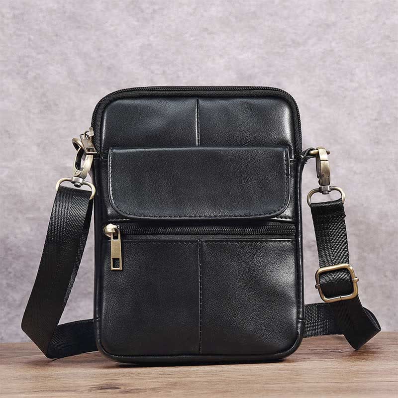 Small leather shoulder bag for men by Belro, featuring a sleek design and adjustable strap, perfect for everyday carry.