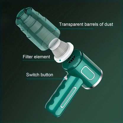 Belro portable USB rechargeable vacuum cleaner for car and home cleaning, compact handheld design with dust container.