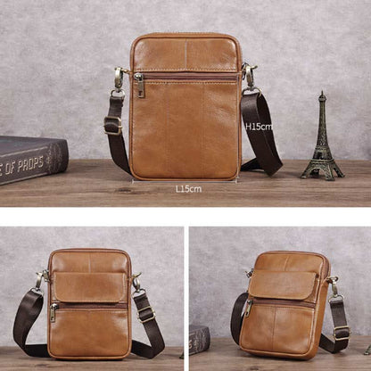 Belro small leather shoulder bag for men, messenger style, with adjustable strap and sleek design for everyday use.