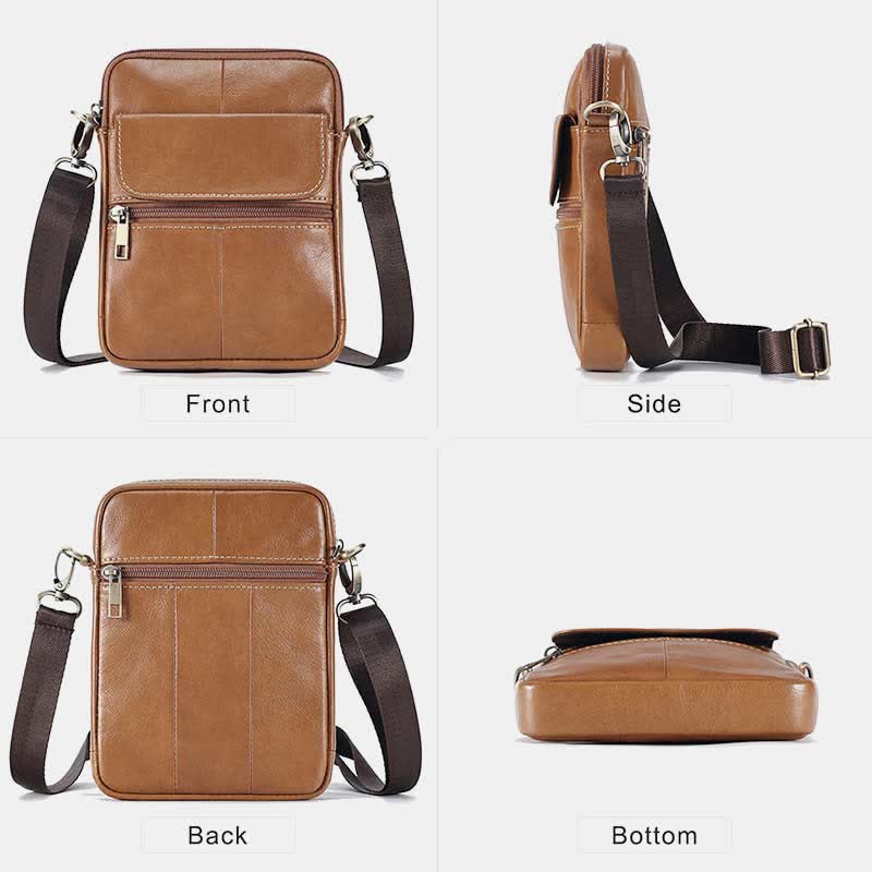 Leather small shoulder bag for men, Belro messenger bag with adjustable strap and compact design for everyday use.