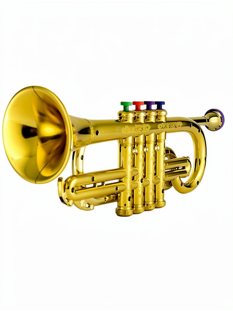 Children's trumpet toy in bright colors, designed for kids, by Belro, perfect for imaginative play and musical fun.