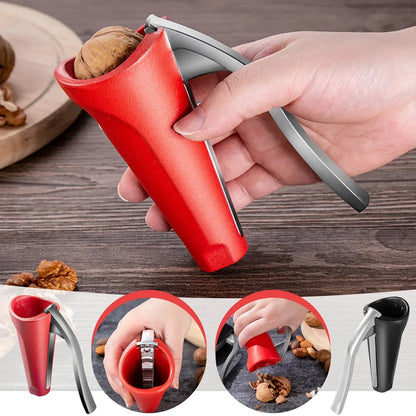 Belro premium nutcracker on kitchen counter, showing its sturdy metal design for cracking nuts easily.
