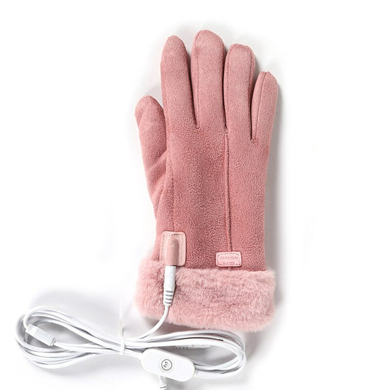 Belro heated winter gloves with 5000mAh battery, outdoor winter gloves, black with adjustable straps and touchscreen fingertips.