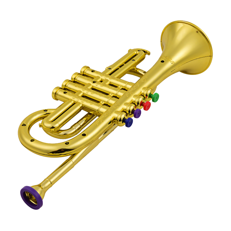 Children's trumpet toy from Belro, featuring bright colors and realistic design, perfect for play and musical exploration.