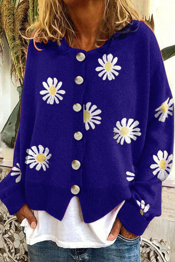 Belro floral embroidery knitted sweater featuring intricate floral patterns, cozy fit, and vibrant design.