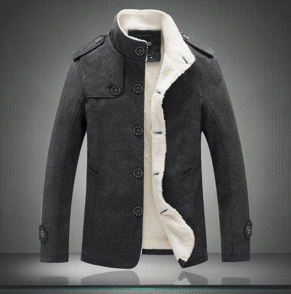 Belro classic wool trench coat, stylish mid-length outerwear with a belt and button details, modeled in a neutral setting.